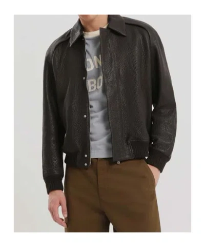 1989 Studio Leather Jacket With Collar And Textured Finish In Brown