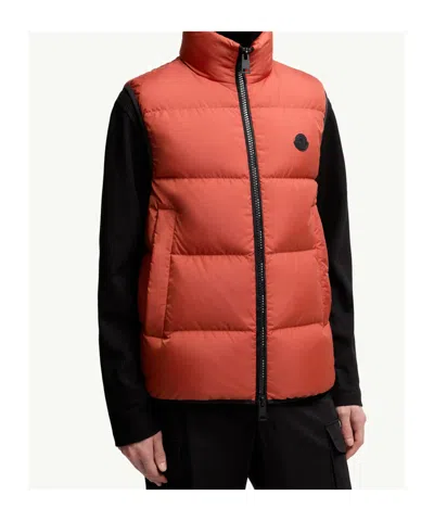 Moncler Down Vest In Orange