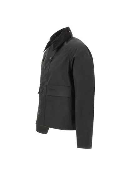 Barbour Spey Slim Waxed Jacket In Black