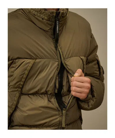 C.p. Company Nycra-r Hooded Down Jacket In Brown