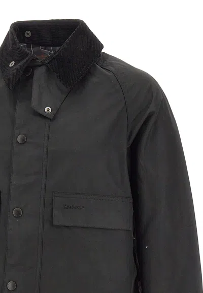 Barbour Spey Slim Waxed Jacket In Black