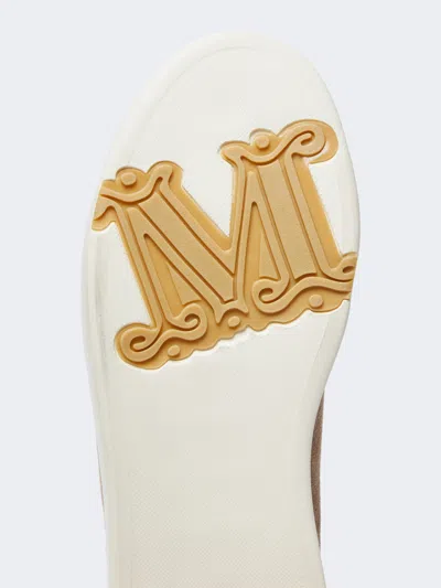 Max Mara Sneakers In Suede, And Alpaca And Cashmere Teddy Fabric In White