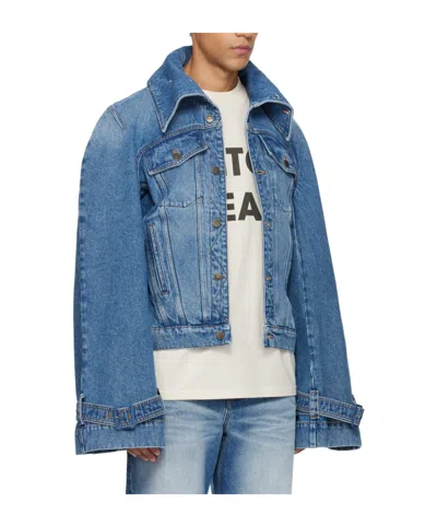 Egonlab Raglan Sleeve Denim Jacket In Blue