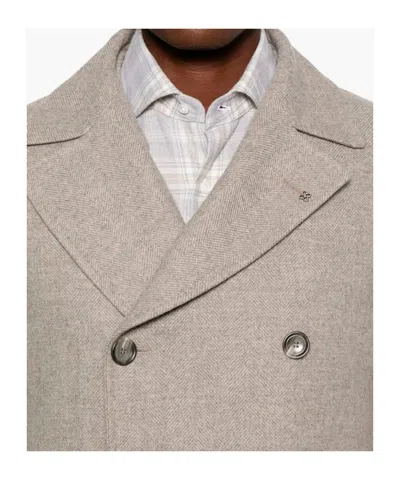 Tagliatore Double-breasted Wool Coat In Brown