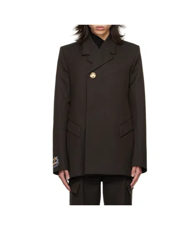 Egonlab Golden Button Fitted Blazer In Brown