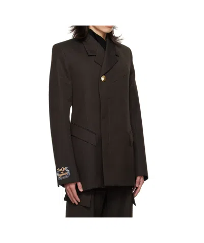 Egonlab Golden Button Fitted Blazer In Brown