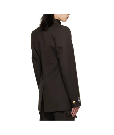 Egonlab Golden Button Fitted Blazer In Brown