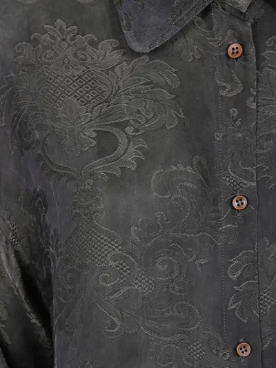 Uma Wang Long Sleeve Tie Front Patterned Top In Green