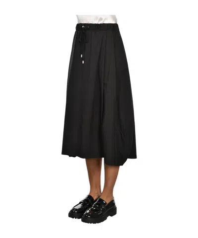 Gran Sasso Drawstring Midi Skirt In Black