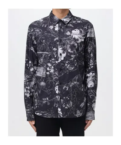 Versace Jeans Long-sleeved Button-down Shirt In Multi
