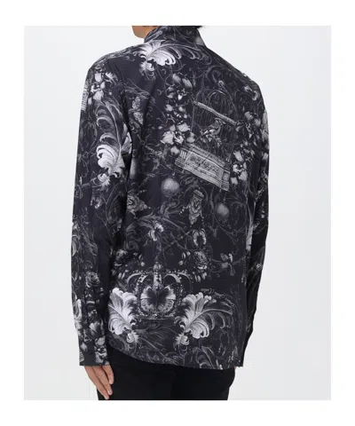 Versace Jeans Long-sleeved Button-down Shirt In Multi