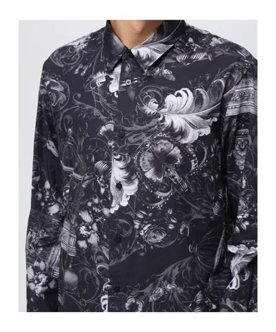 Versace Jeans Long-sleeved Button-down Shirt In Multi