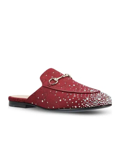 Gucci Crystal Horsebit Princetown Mules In Red