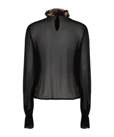 Pucci Ruffled Balloon-sleeve Blouse In Black