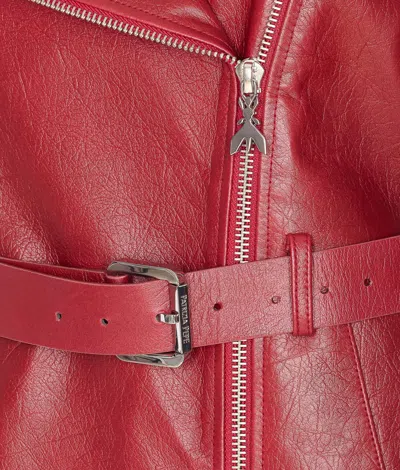 Patrizia Pepe Red Leather Jacket With Frontal Zip Closure In Red