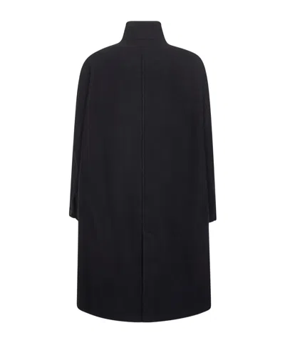 Studio Nicholson Long Coat With Structured Shoulders And Pockets In Blue
