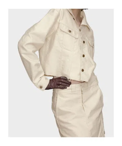 Maison Margiela Cropped Denim Jacket In Neutral