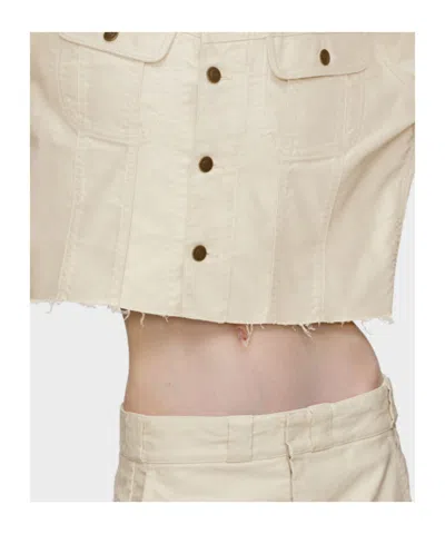 Maison Margiela Cropped Denim Jacket In Neutral