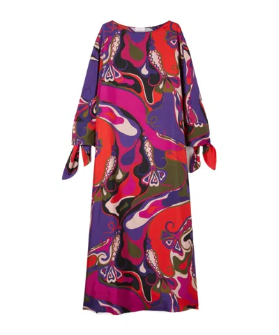 Pucci Orchidee Print Long Silk Kaftan In Multi
