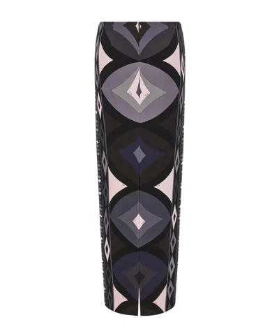 Pucci Printed Stretch-scuba Maxi Skirt In Blue