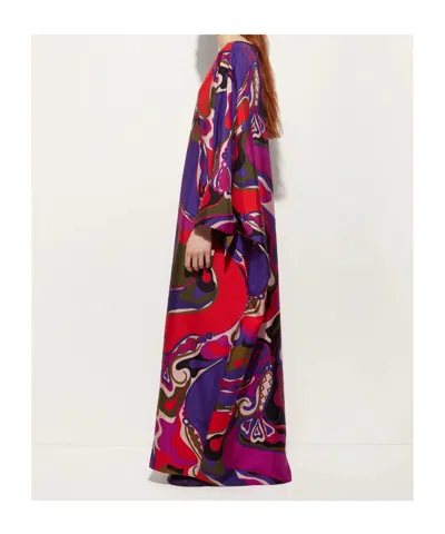 Pucci Orchidee Print Long Silk Kaftan In Multi