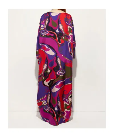 Pucci Orchidee Print Long Silk Kaftan In Multi