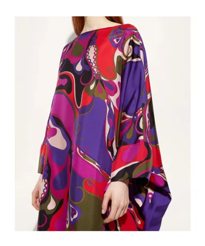 Pucci Orchidee Print Long Silk Kaftan In Multi