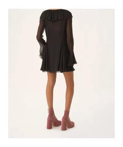 Chloé Chloè Flared Mini Dress In Silk Muslin In Black