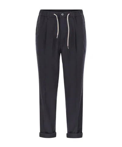 Herno Drawstring Waist Casual Pants In Black