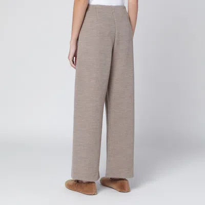 Max Mara Beige Wool-cotton Blend Trousers In Gray