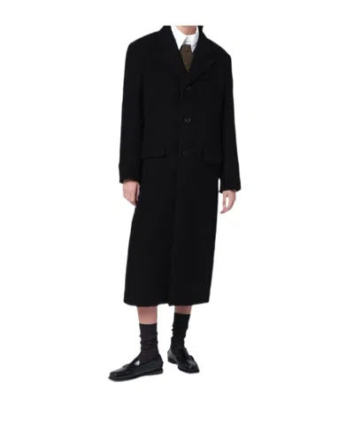Dunst Black Single-breasted Wool-blend Coat In Black