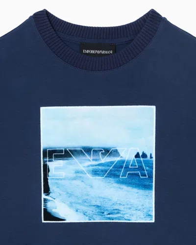 Emporio Armani Seascape-print Sweatshirt In Blue