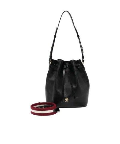 Bally Leather Drawstring Bucket Bag In Black