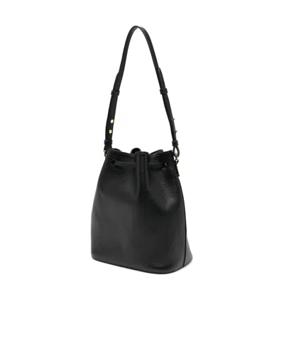 Bally Leather Drawstring Bucket Bag In Black