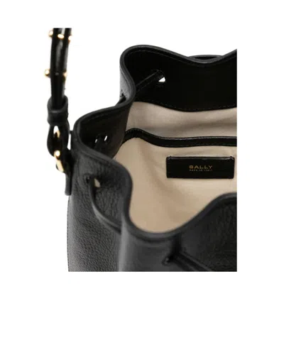 Bally Leather Drawstring Bucket Bag In Black