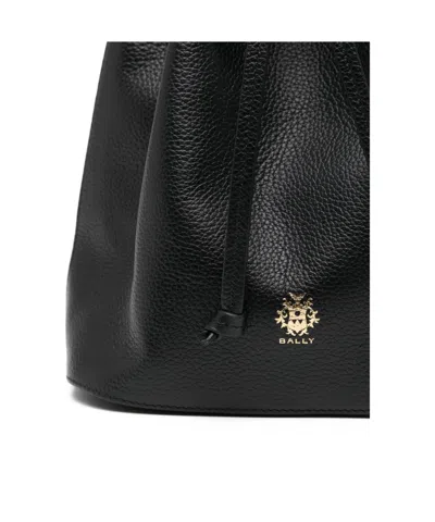 Bally Leather Drawstring Bucket Bag In Black