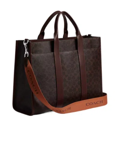 Coach Wesley Tote In Signature Canvas In Brown