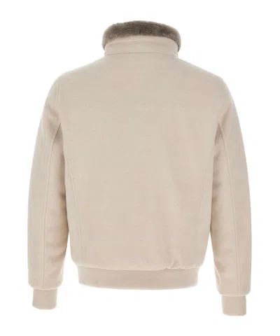 Moorer Cleros Mrw Button-fastening Bomber Jacket In Neutral