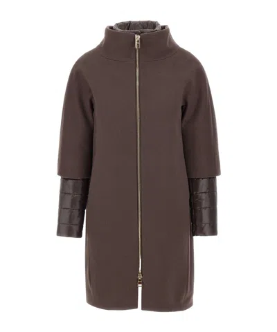 Herno Detachable-panels Virgin-wool Coat Clothing In Brown