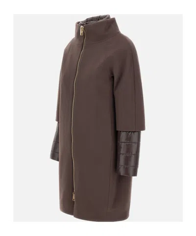 Herno Detachable-panels Virgin-wool Coat Clothing In Brown
