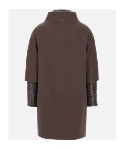 Herno Detachable-panels Virgin-wool Coat Clothing In Brown