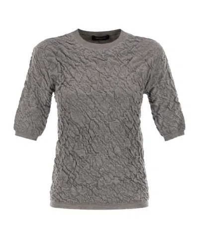 Fabiana Filippi Slim-fit Jumper With Embossed Finish In Gray