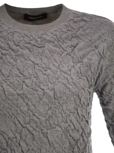 Fabiana Filippi Slim-fit Jumper With Embossed Finish In Gray