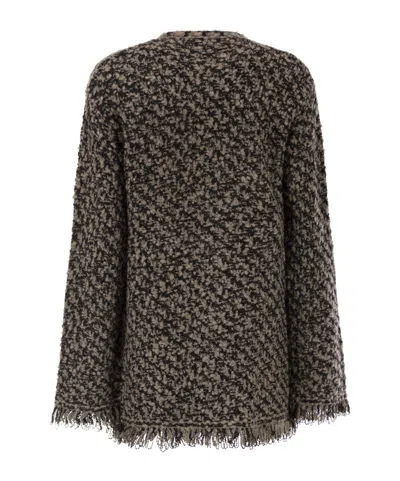 Fabiana Filippi Fringed Jacket In Wool Blend In Black