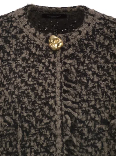 Fabiana Filippi Fringed Jacket In Wool Blend In Black