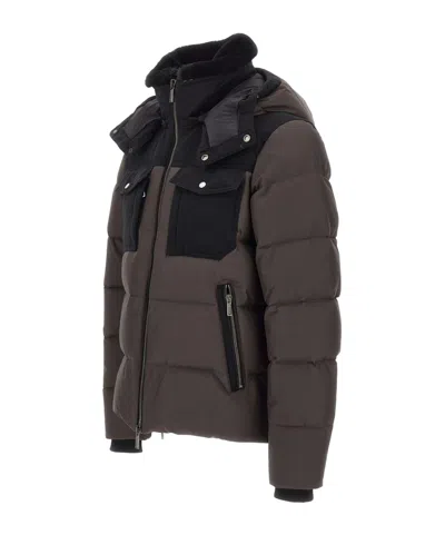 Moorer Long-sleeved Hooded Down Jacket In Brown