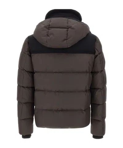 Moorer Long-sleeved Hooded Down Jacket In Brown
