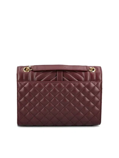 Saint Laurent Envelope Triquilt Medium Ysl Shoulder Bag In Smooth Quilted Leather In Burgundy