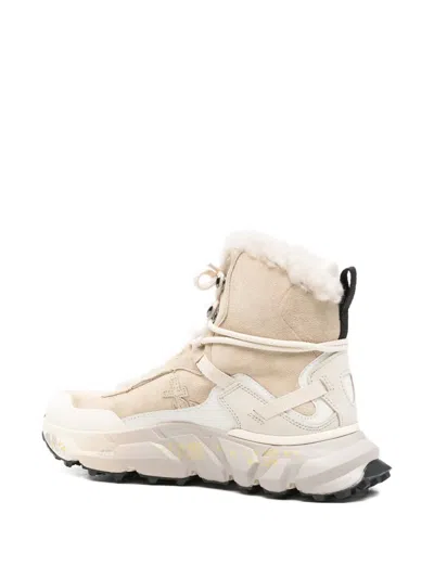 Premiata Beige High-top Sneakers With Plush Shearling Lining In Neutral