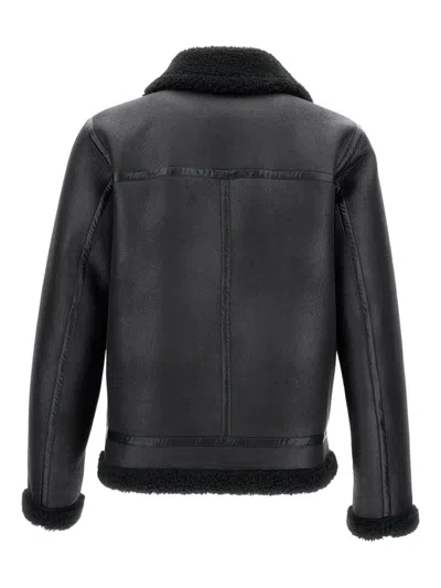 Apc Bomber Jacket With Shearling Collar And Cuffs In Black